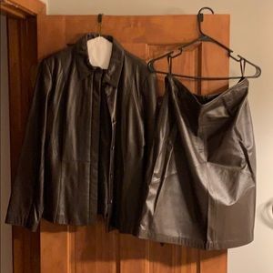 Leather jacket & Skirt